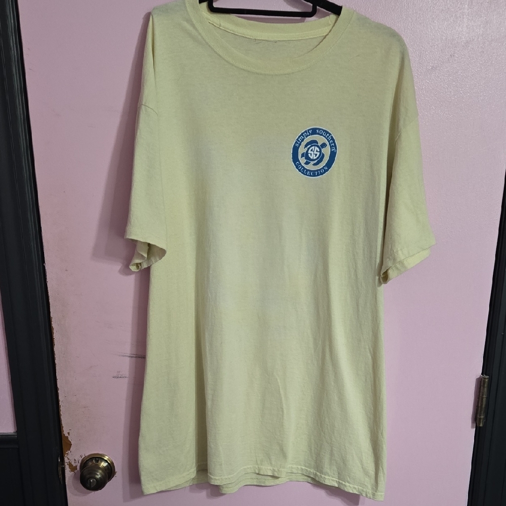 Simply Southern Light Yellow Tee with Blue Logo